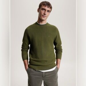 Tommy Hilfiger Rectangle Stitch Crewneck Sweater Putting Green, Size Medium